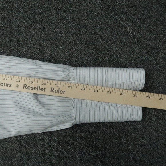 Brioni Shirt Mens XL Blue White Striped 100% Cotton Button Up Dress Italy * - Picture 10 of 13
